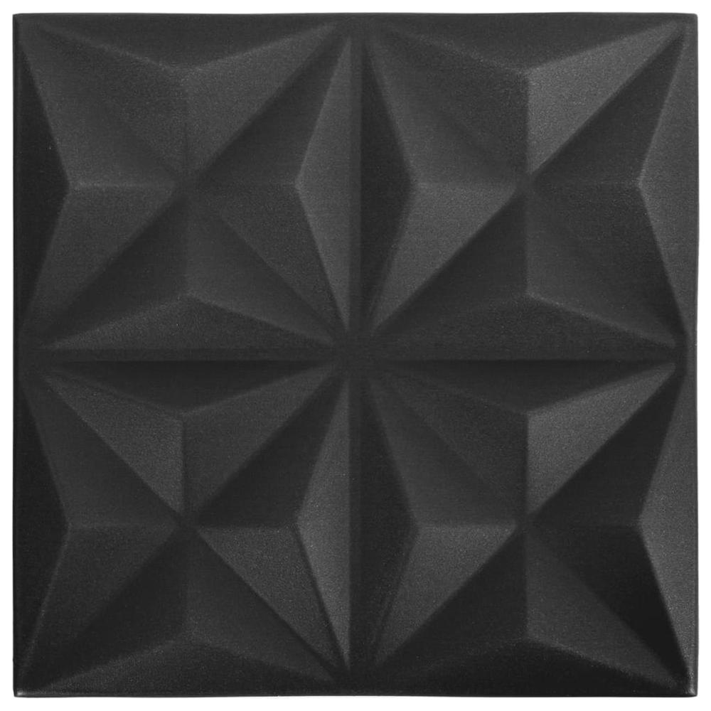 3D Wall Panels 48 pcs 19.7"x19.7" Origami Black 129.2 ftÂ². Picture 1