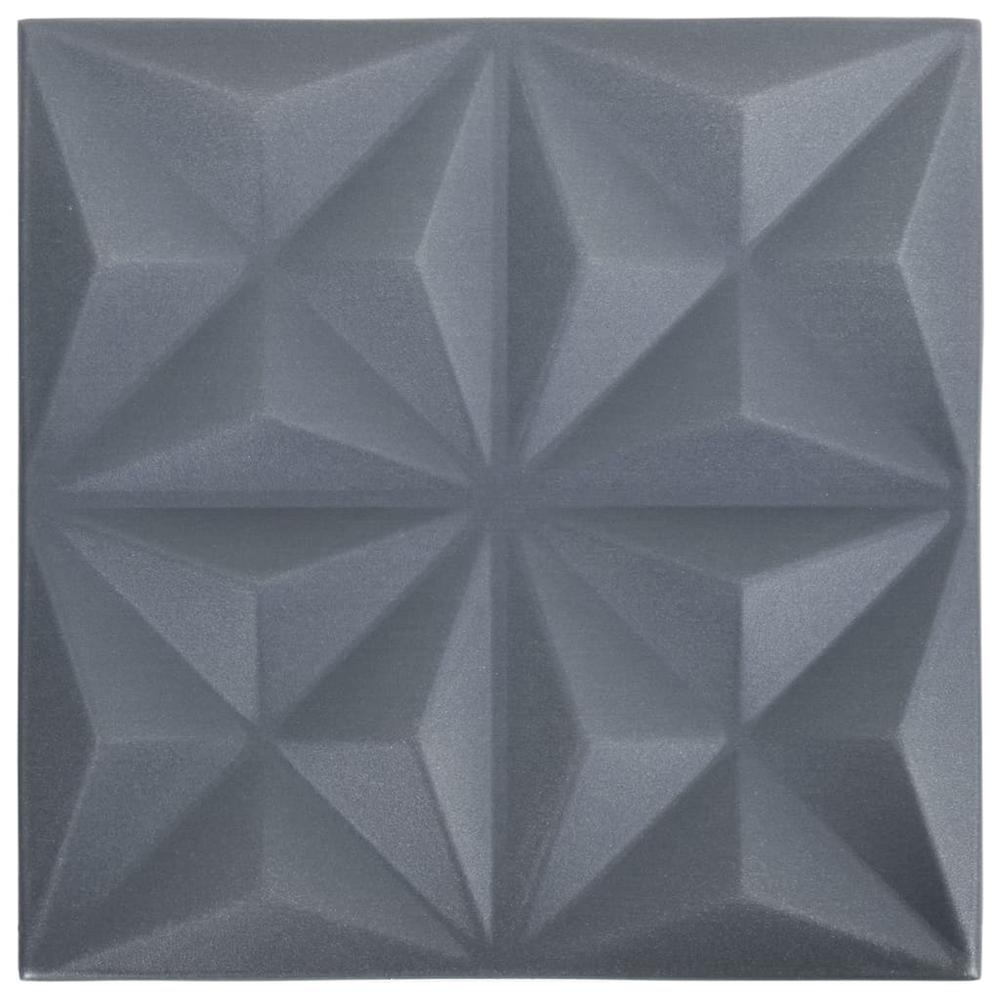 3D Wall Panels 24 pcs 19.7"x19.7" Origami Gray 64.6 ftÂ². Picture 1