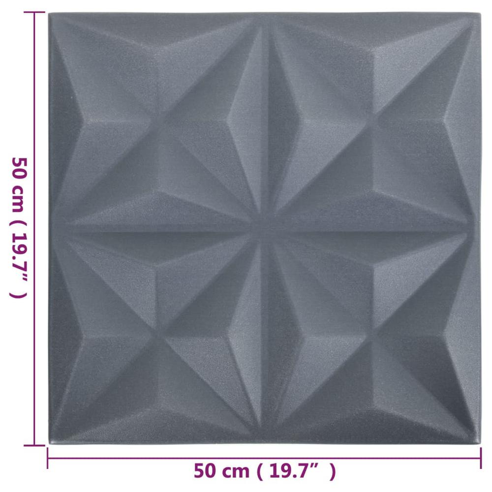 3D Wall Panels 24 pcs 19.7"x19.7" Origami Gray 64.6 ftÂ². Picture 5