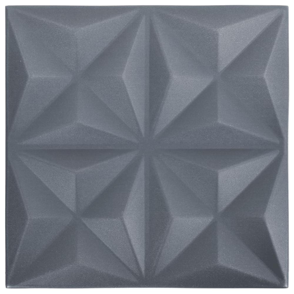 3D Wall Panels 48 pcs 19.7"x19.7" Origami Gray 129.2 ftÂ². Picture 1