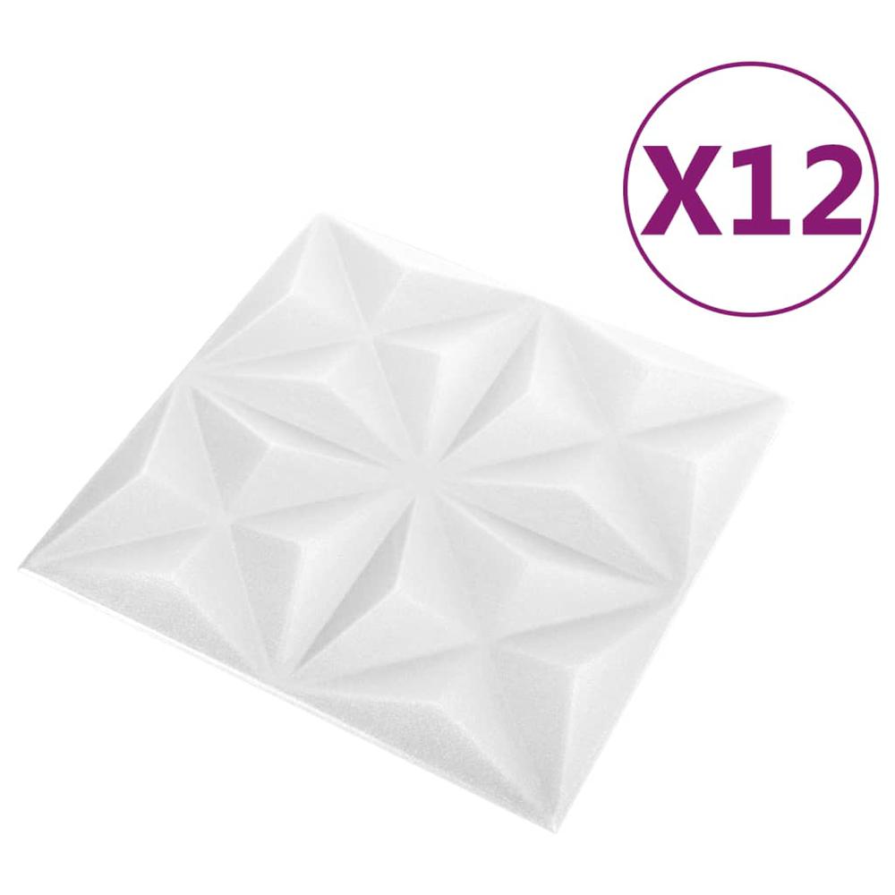 3D Wall Panels 12 pcs 19.7"x19.7" Origami White 32.3 ftÂ². Picture 2