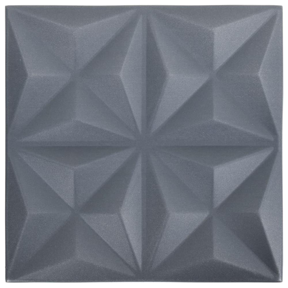 3D Wall Panels 12 pcs 19.7"x19.7" Origami Gray 32.3 ftÂ². Picture 1