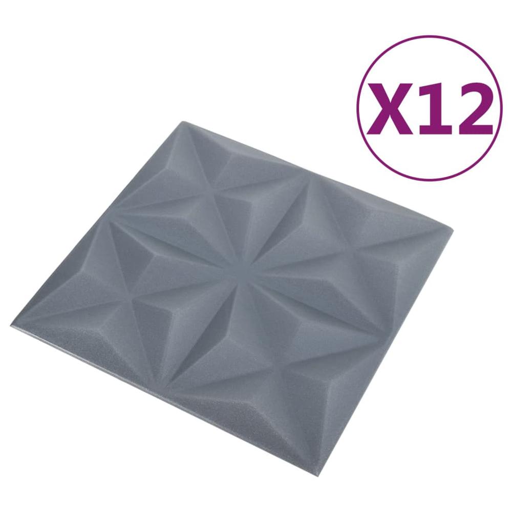 3D Wall Panels 12 pcs 19.7"x19.7" Origami Gray 32.3 ftÂ². Picture 2