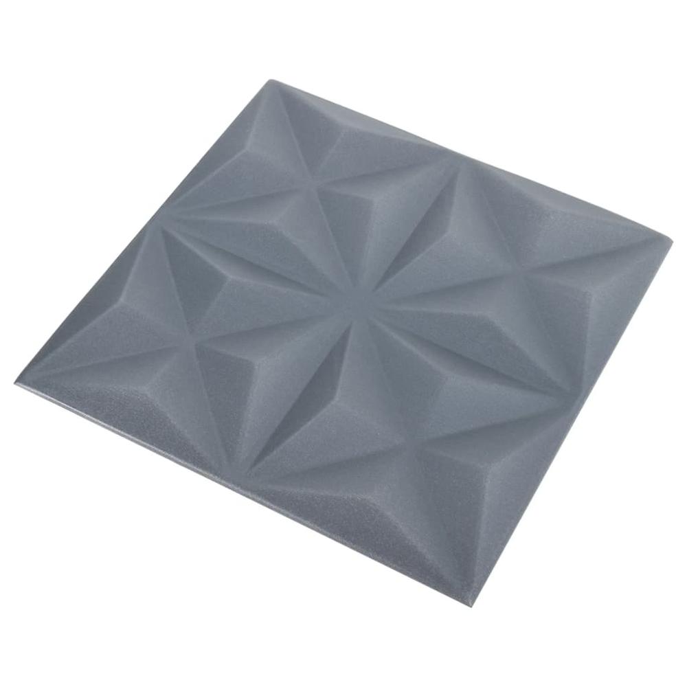 3D Wall Panels 12 pcs 19.7"x19.7" Origami Gray 32.3 ftÂ². Picture 3