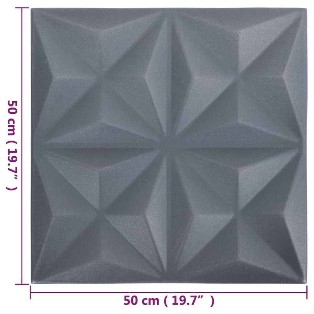 3D Wall Panels 12 pcs 19.7"x19.7" Origami Gray 32.3 ftÂ². Picture 5