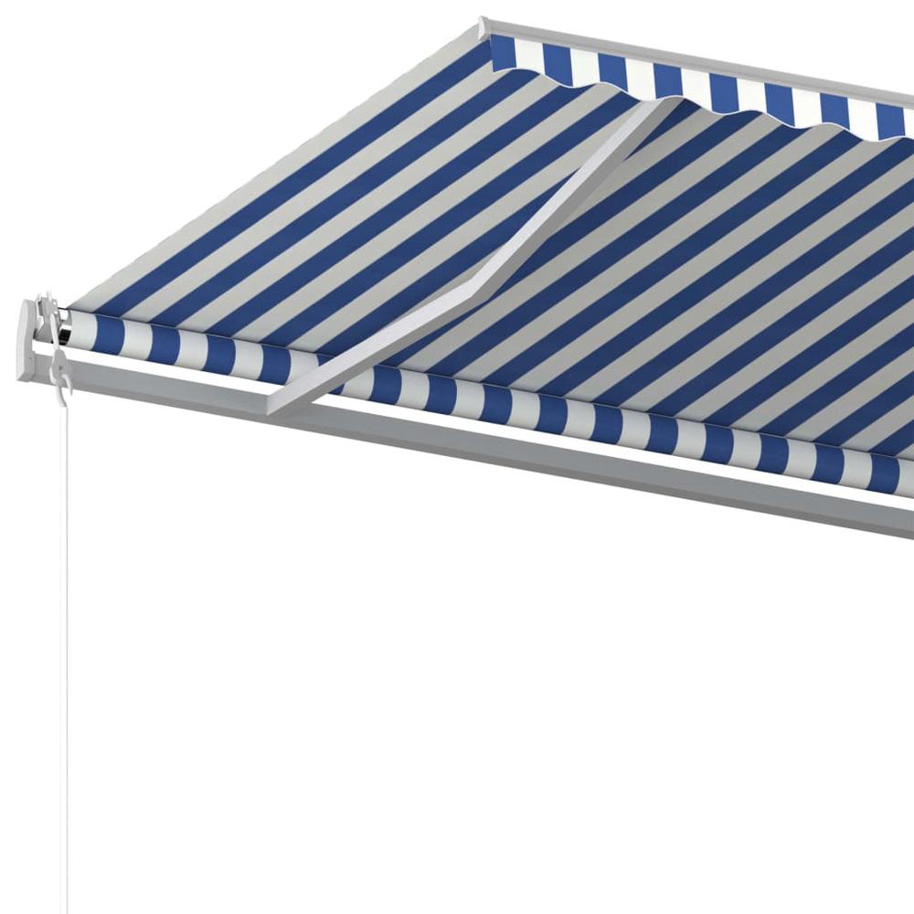 vidaXL Automatic Retractable Awning 196.9"x118.1" Blue and White. Picture 5