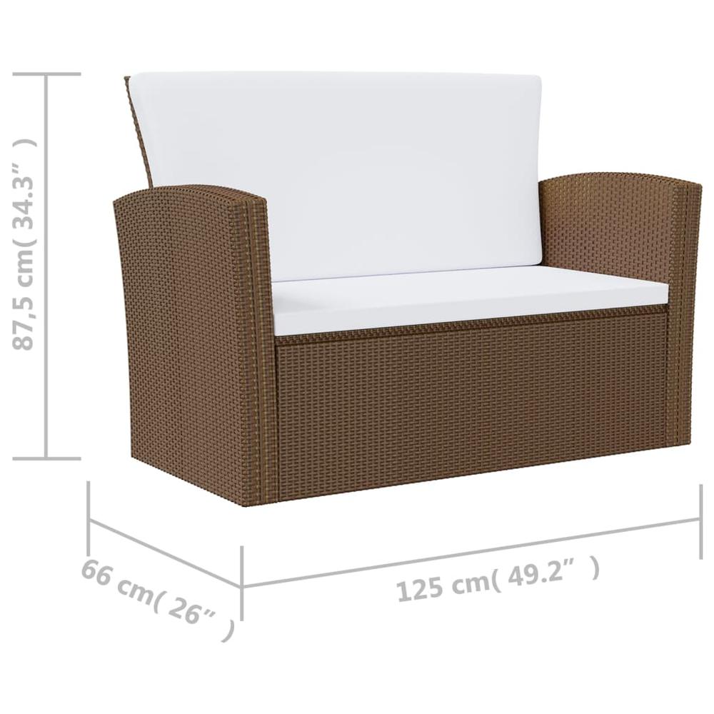 vidaXL 8 Piece Patio Lounge Set with Cushions Poly Rattan Brown, 3095943. Picture 10