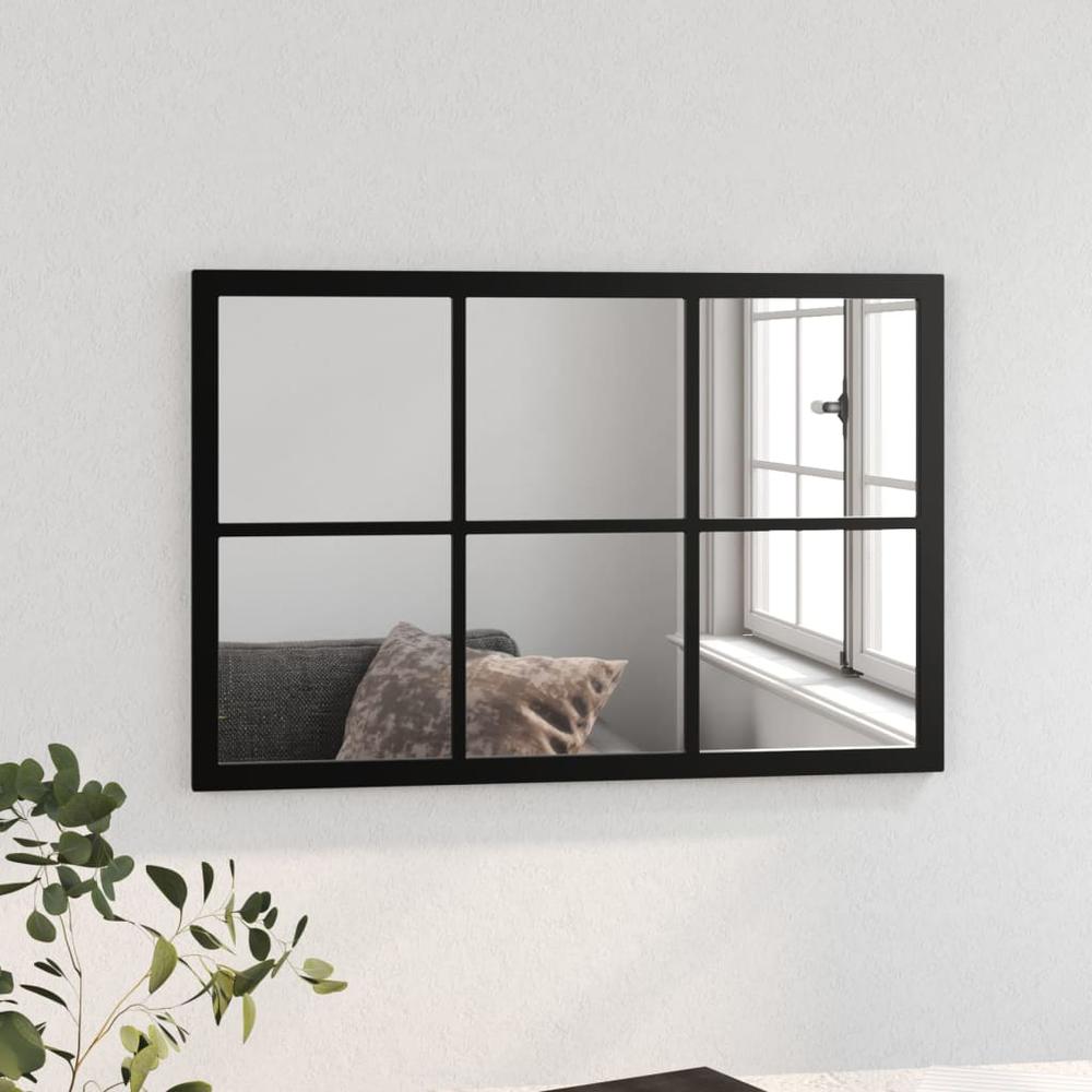 Wall Mirror Black 23.6"x15.7" Metal. Picture 2