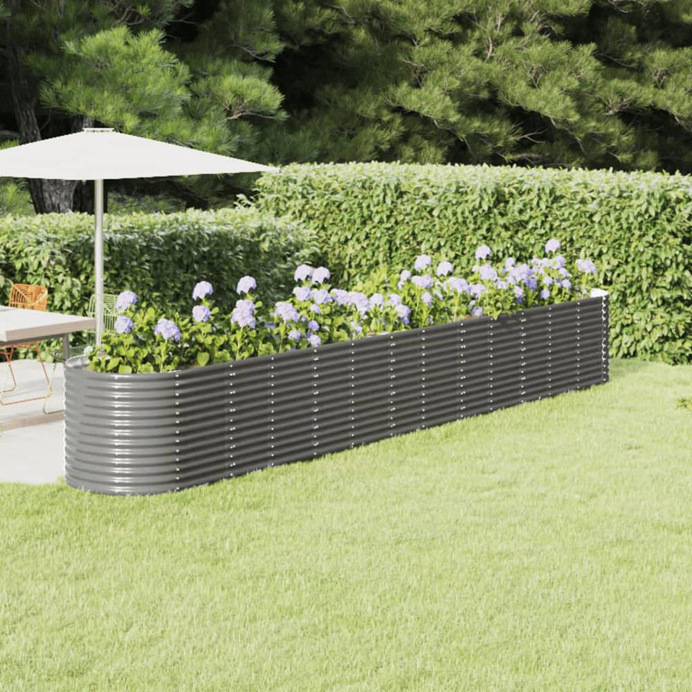 Patio Raised Bed Powder-coated Steel 201.6"x31.5"x26.8" Gray. Picture 6
