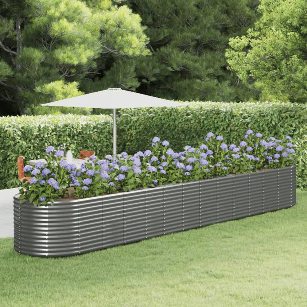 Garden Raised Bed Gray 218.1"x39.4"x26.8" Powder-coated Steel. Picture 6