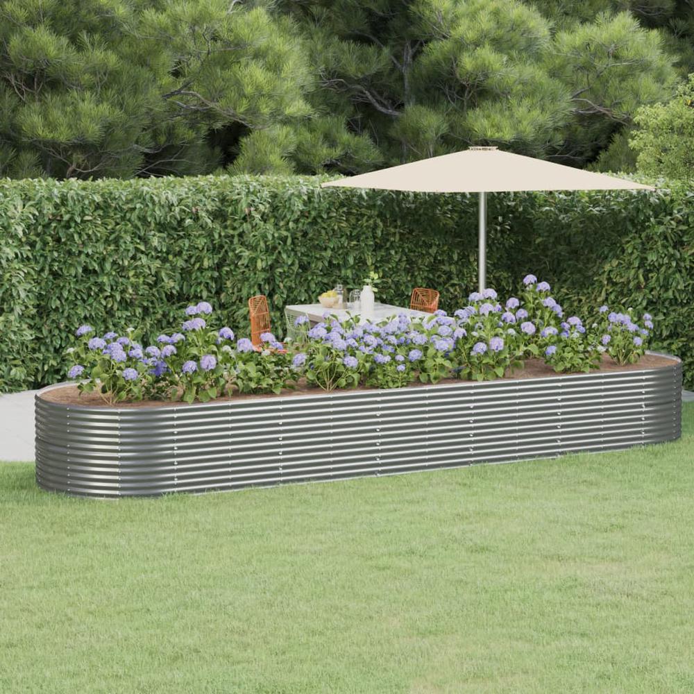Garden Raised Bed Powder-coated Steel 200.8"x55.1"x26.8" Gray. Picture 6