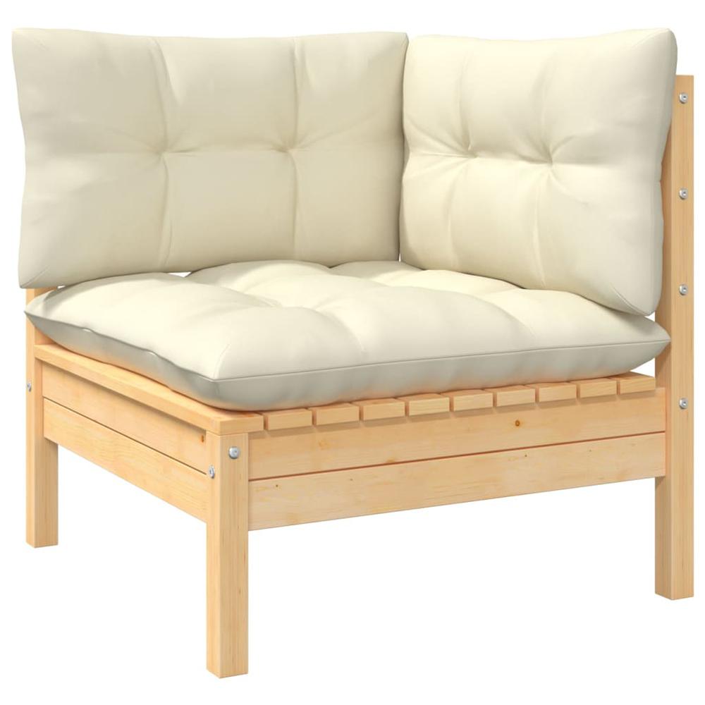2-Seater Patio Sofa with Cream Cushions Solid Pinewood. Picture 2