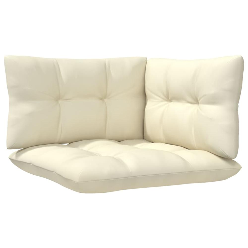 2-Seater Patio Sofa with Cream Cushions Solid Pinewood. Picture 3