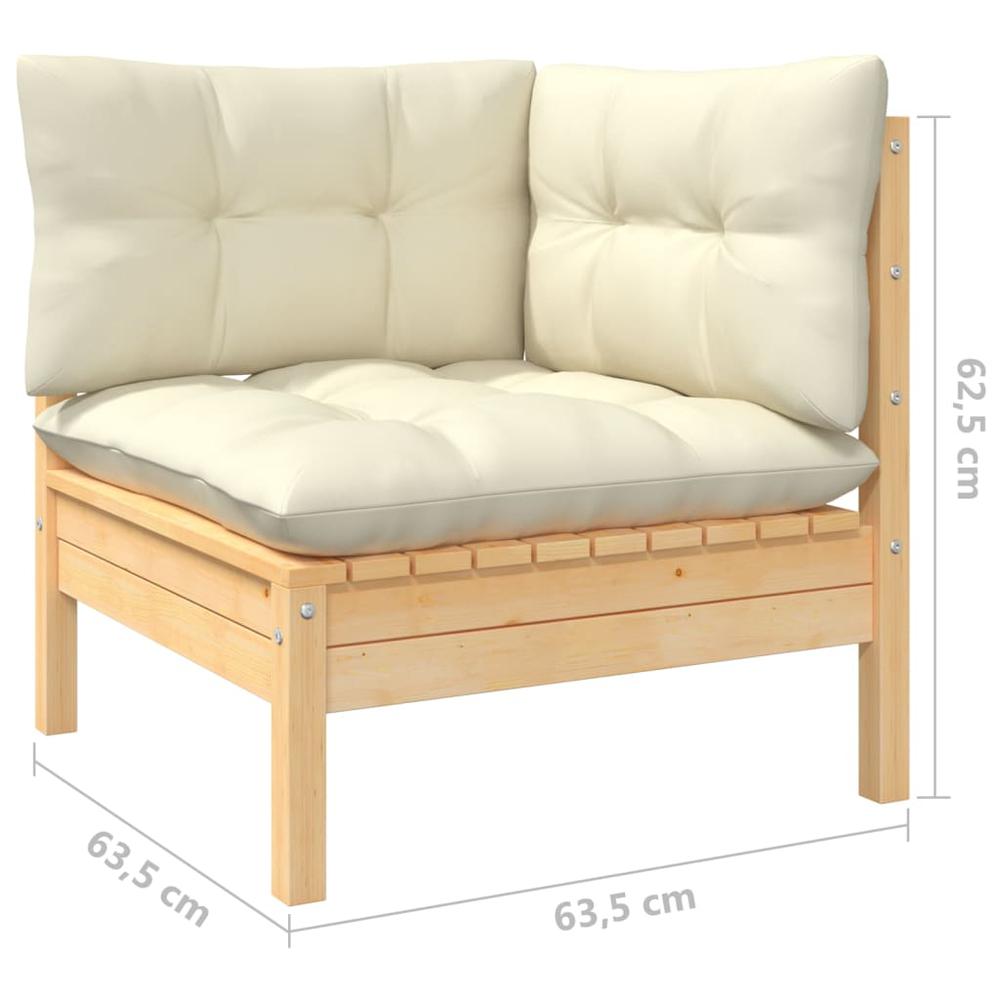 2-Seater Patio Sofa with Cream Cushions Solid Pinewood. Picture 4
