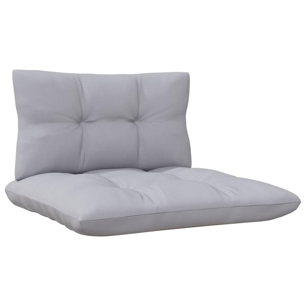 3-Seater Patio Sofa with Gray Cushions Solid Pinewood. Picture 4