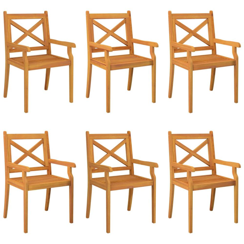 Patio Dining Chairs 6 pcs Solid Wood Acacia. Picture 1
