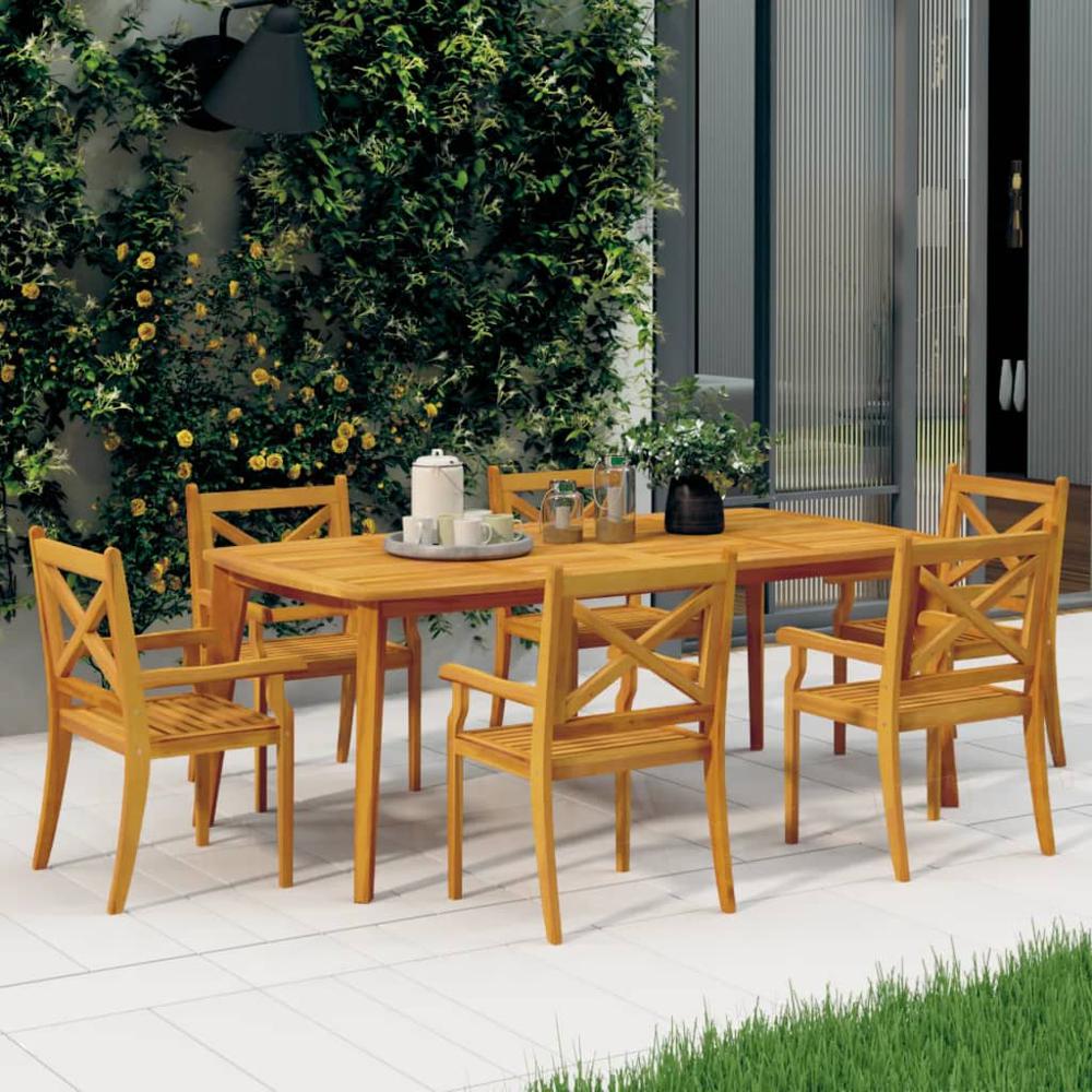 Patio Dining Chairs 6 pcs Solid Wood Acacia. Picture 7