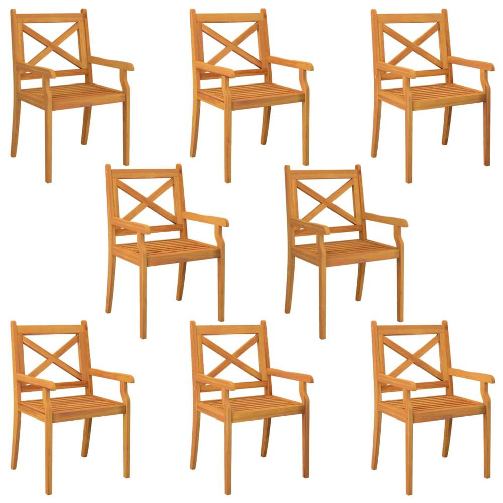 Patio Dining Chairs 8 pcs Solid Wood Acacia. Picture 1