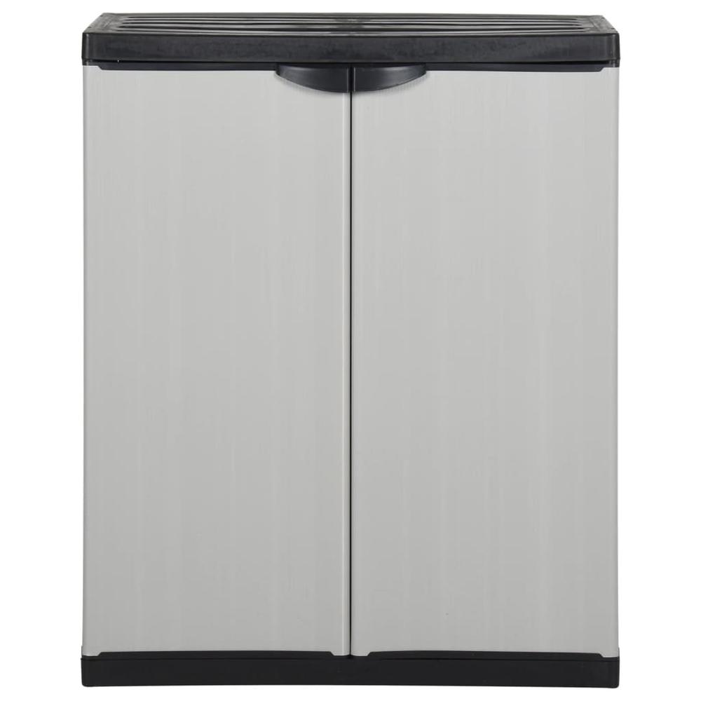 Garden Storage Cabinet with 1 Shelf Gray and Black 26.8"x15.7"x33.5". Picture 1