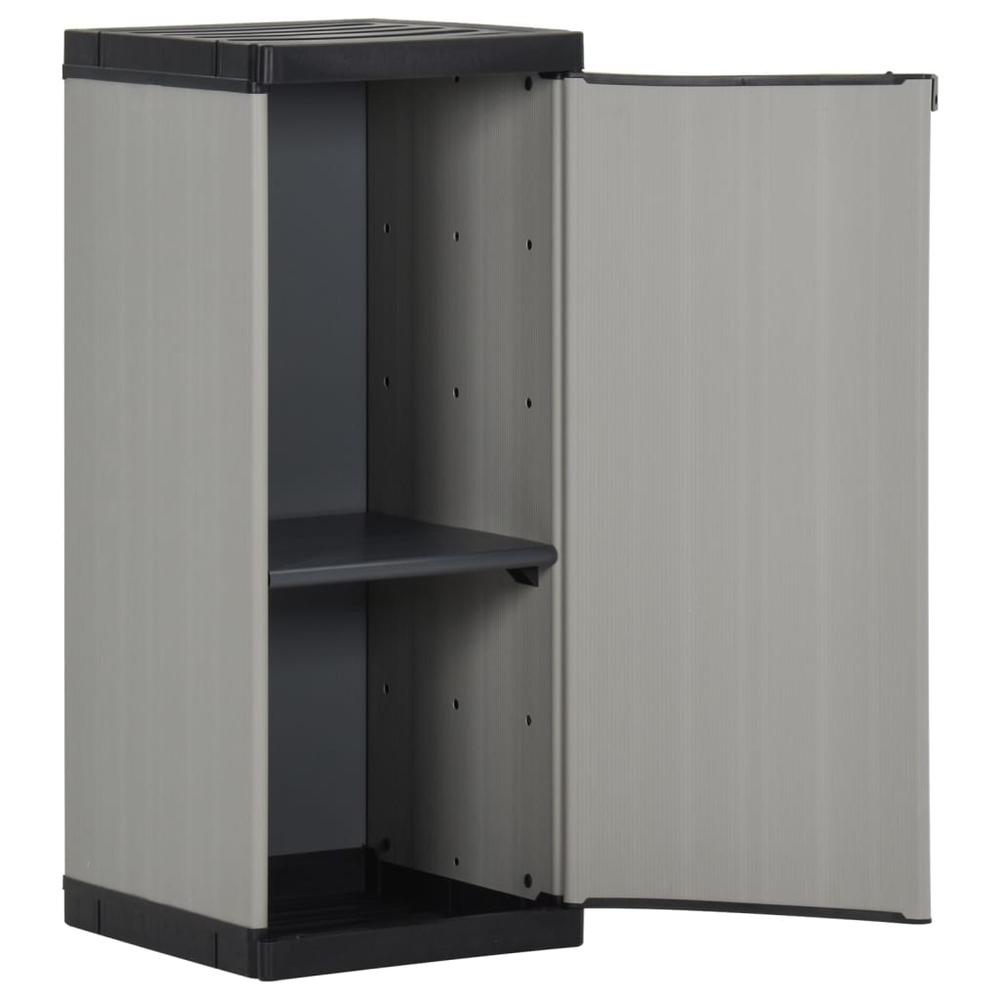 Garden Storage Cabinet with 1 Shelf Gray and Black 13.8"x15.7"x33.5". Picture 2
