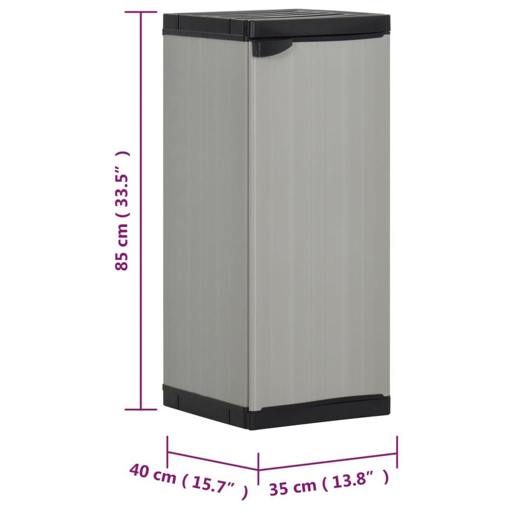 Garden Storage Cabinet with 1 Shelf Gray and Black 13.8"x15.7"x33.5". Picture 8