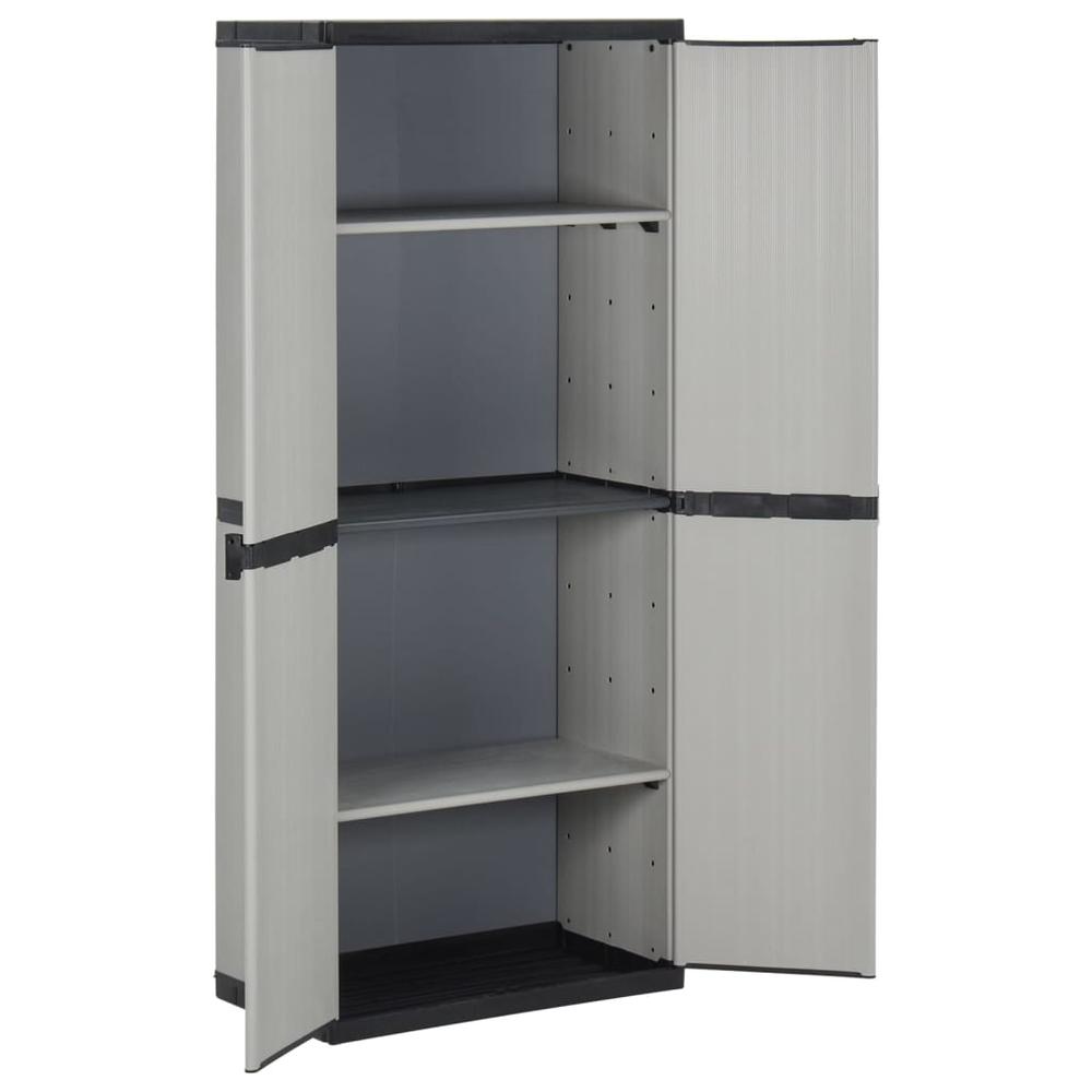 Garden Storage Cabinet with 3 Shelves Gray&Black 26.8"x15.7"x66.1". Picture 2