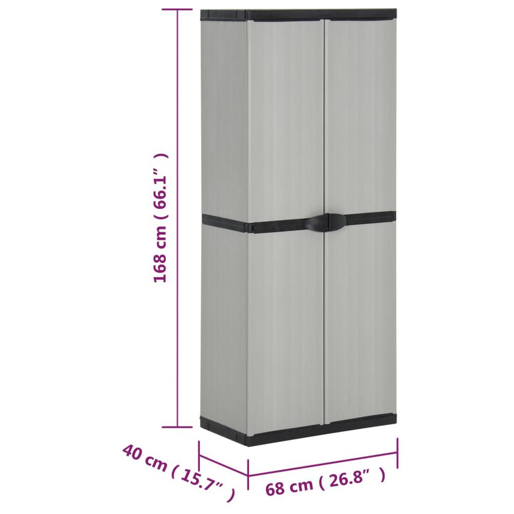 Garden Storage Cabinet with 3 Shelves Gray&Black 26.8"x15.7"x66.1". Picture 8