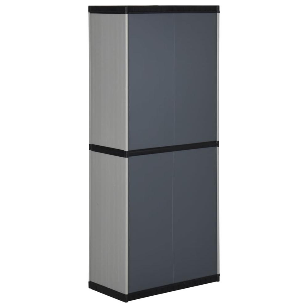 Garden Storage Cabinet with 3 Shelves Gray&Black 26.8"x15.7"x66.1". Picture 4