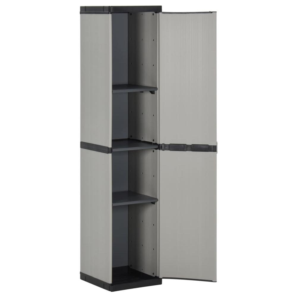 Garden Storage Cabinet with 3 Shelves Gray & Black 13.4"x15.7"x66.1". Picture 2
