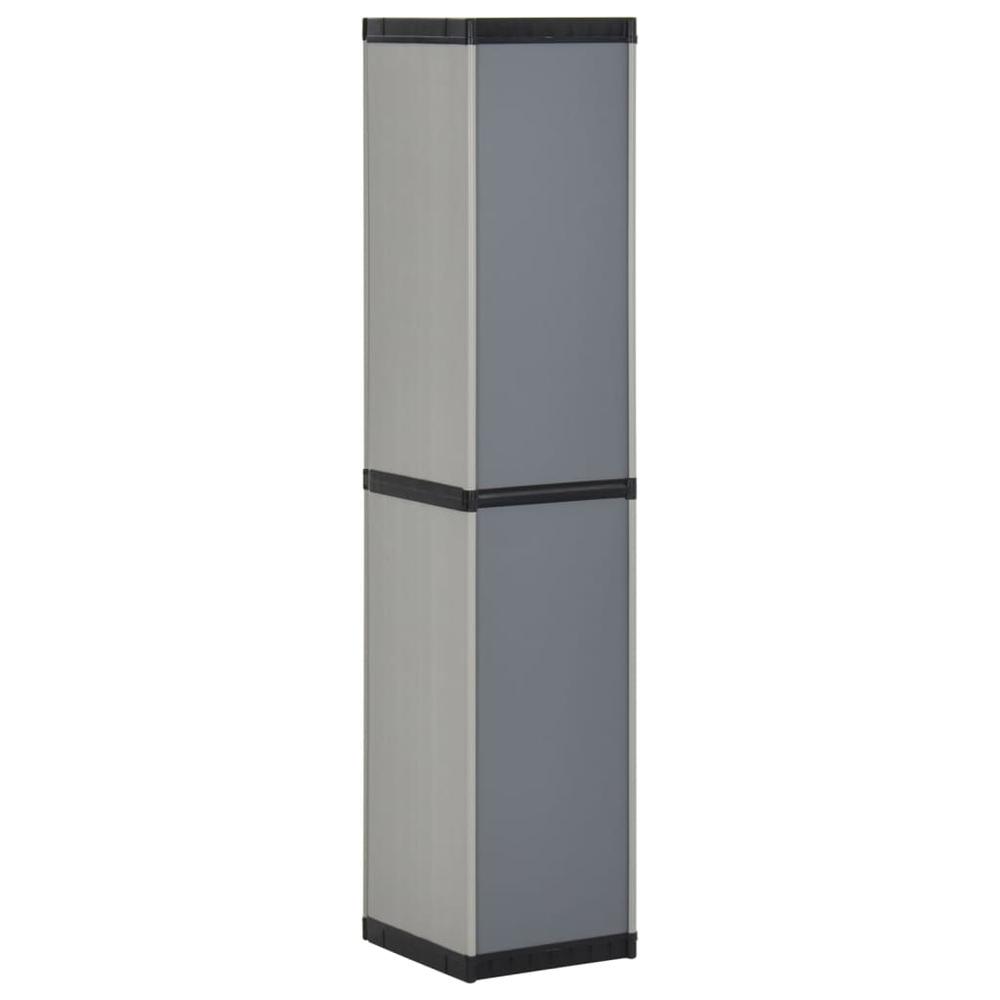 Garden Storage Cabinet with 3 Shelves Gray & Black 13.4"x15.7"x66.1". Picture 5