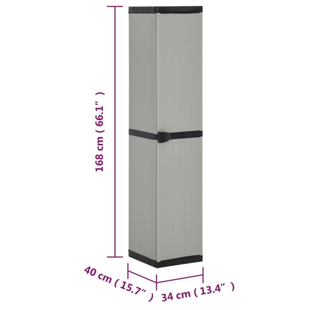 Garden Storage Cabinet with 3 Shelves Gray & Black 13.4"x15.7"x66.1". Picture 8