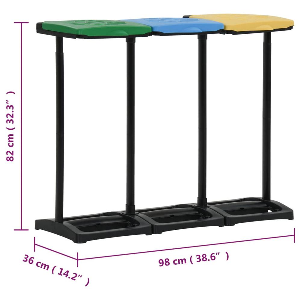 Bin Bag Stands with Lid 63.4 gal-87.2 gal Multicolor PP. Picture 7