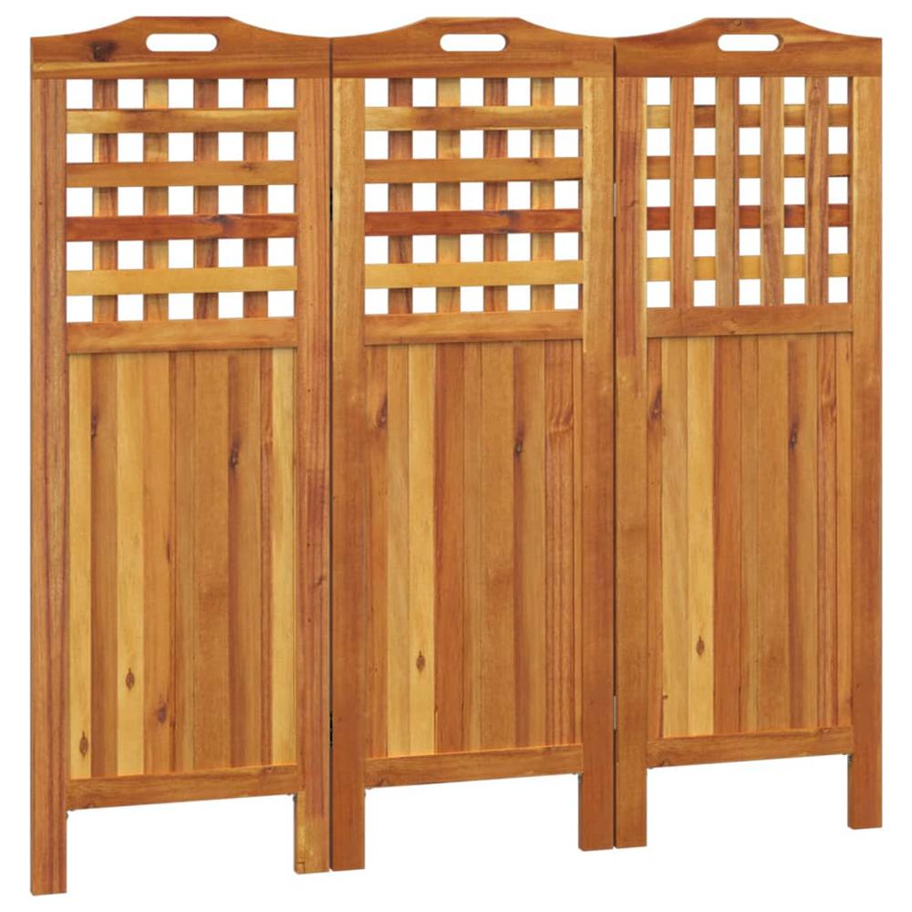3-Panel Room Divider 47.8"x0.8"x45.3" Solid Wood Acacia. Picture 1