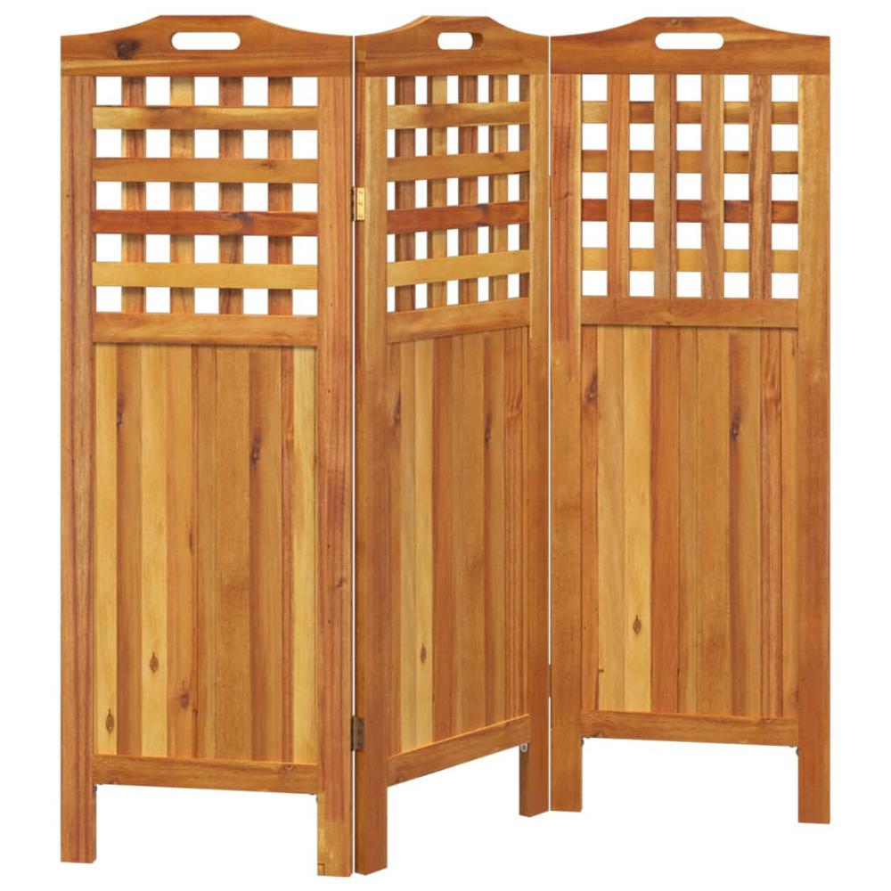 3-Panel Room Divider 47.8"x0.8"x45.3" Solid Wood Acacia. Picture 3
