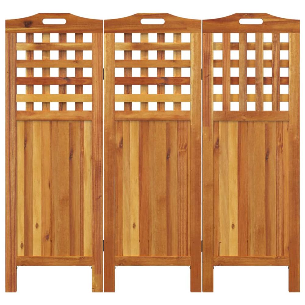 3-Panel Room Divider 47.8"x0.8"x45.3" Solid Wood Acacia. Picture 4