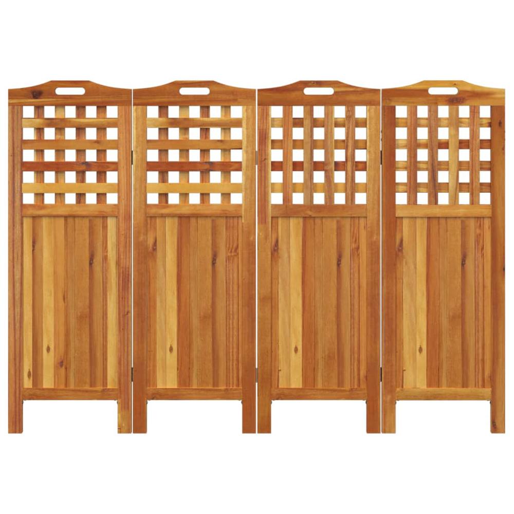 4-Panel Room Divider 63.8"x0.8"x45.3" Solid Wood Acacia. Picture 4