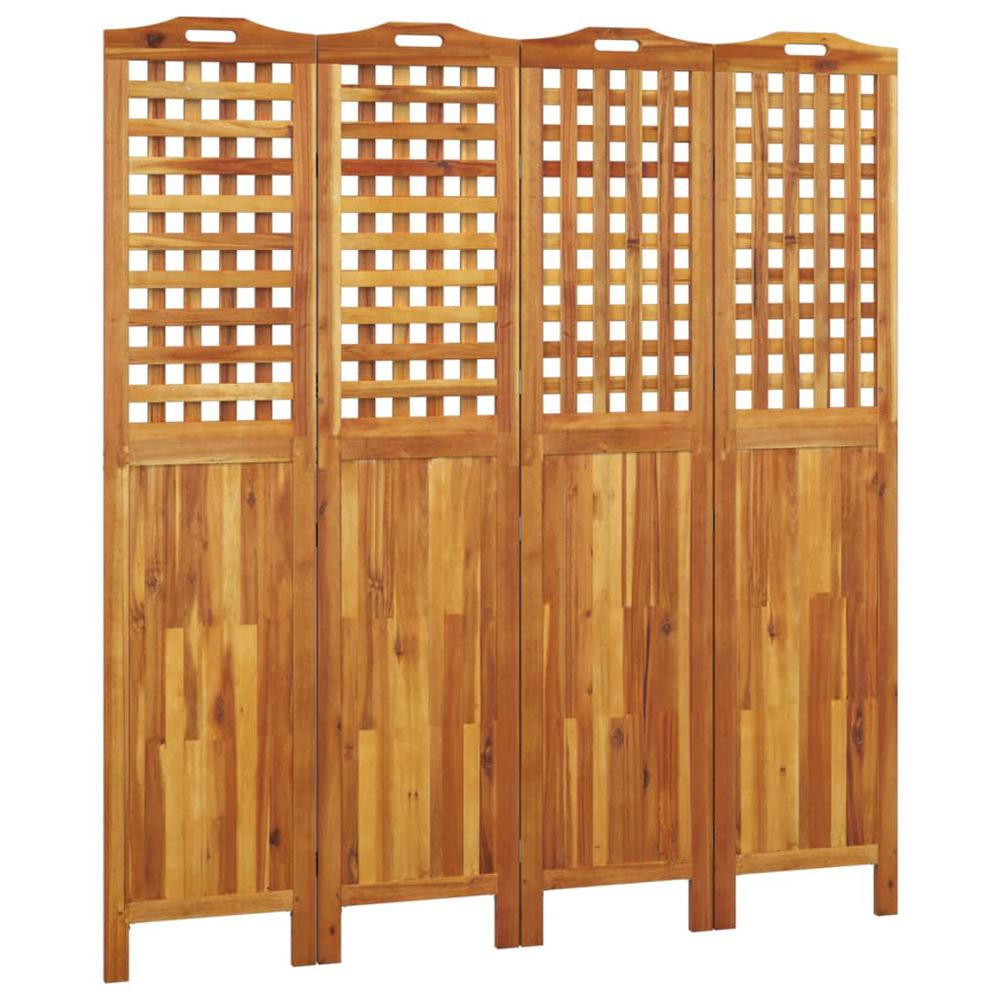 4-Panel Room Divider 63.8"x0.8"x70.9" Solid Wood Acacia. Picture 1