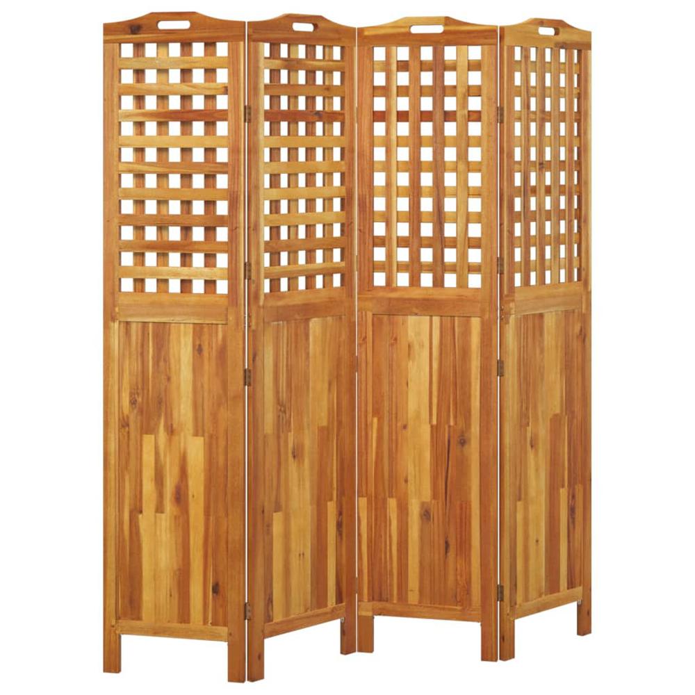 4-Panel Room Divider 63.8"x0.8"x70.9" Solid Wood Acacia. Picture 3