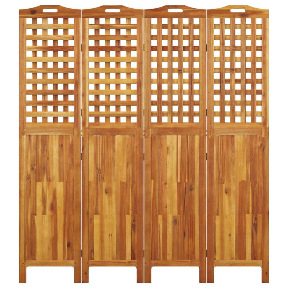 4-Panel Room Divider 63.8"x0.8"x70.9" Solid Wood Acacia. Picture 4