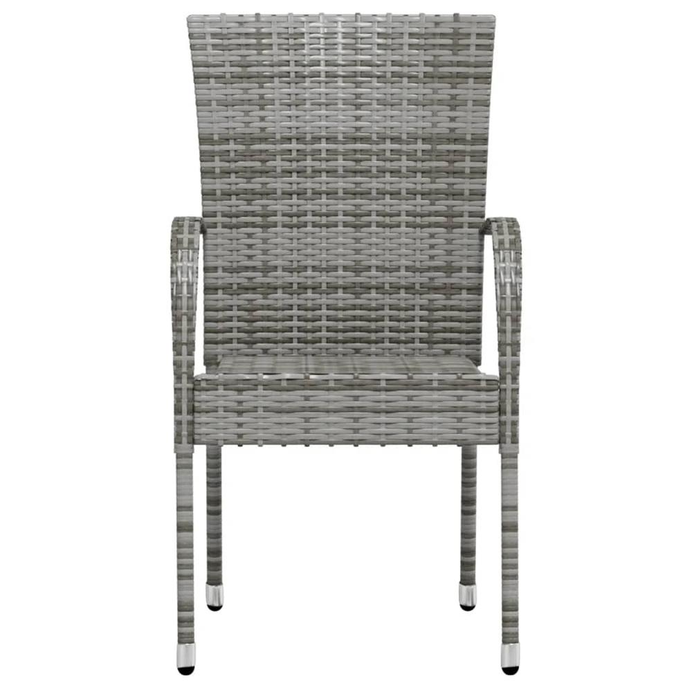 3 Piece Patio Dining Set Poly Rattan Gray. Picture 3
