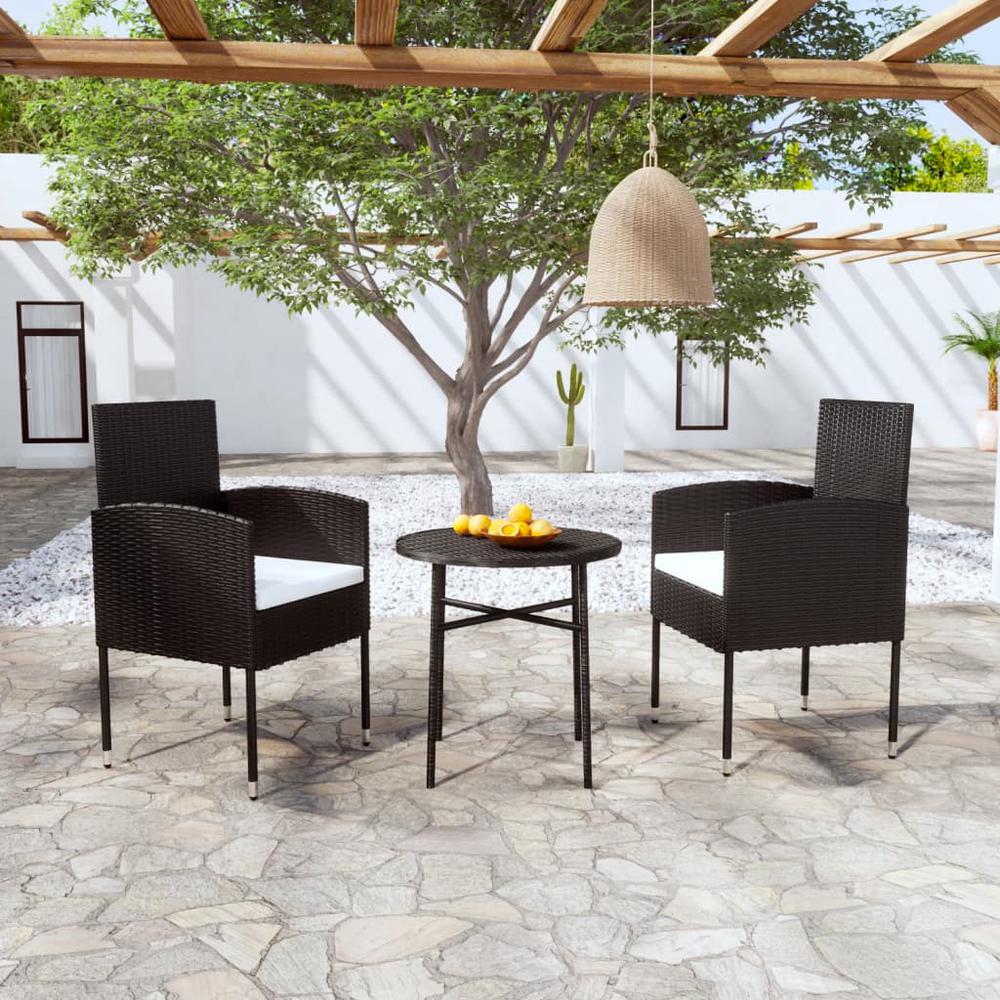 3 Piece Patio Dining Set Poly Rattan Black. Picture 8