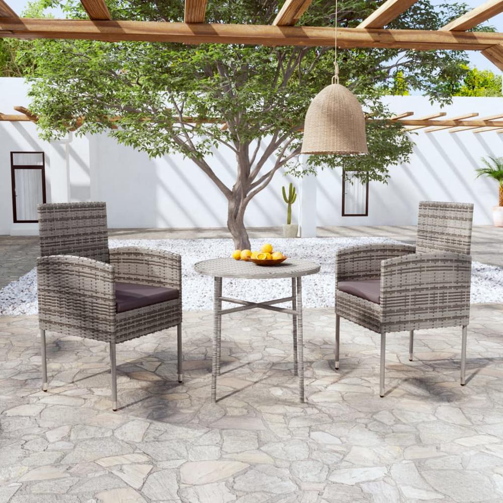3 Piece Patio Dining Set Poly Rattan Anthracite. Picture 8