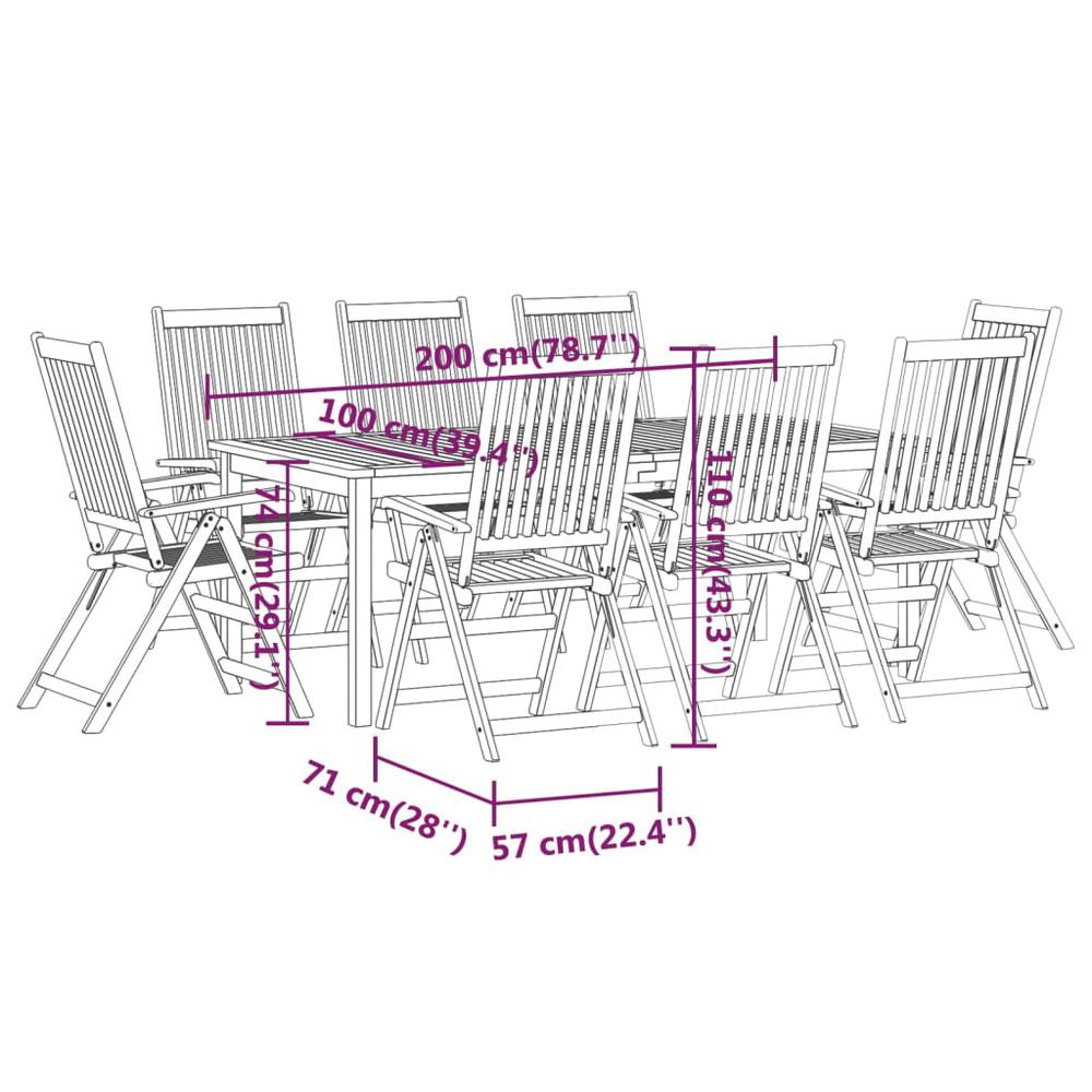9 Piece Patio Dining Set Solid Wood Acacia. Picture 11