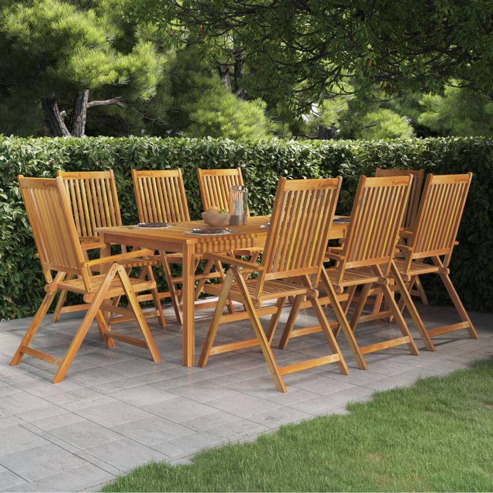 9 Piece Patio Dining Set Solid Wood Acacia. Picture 12