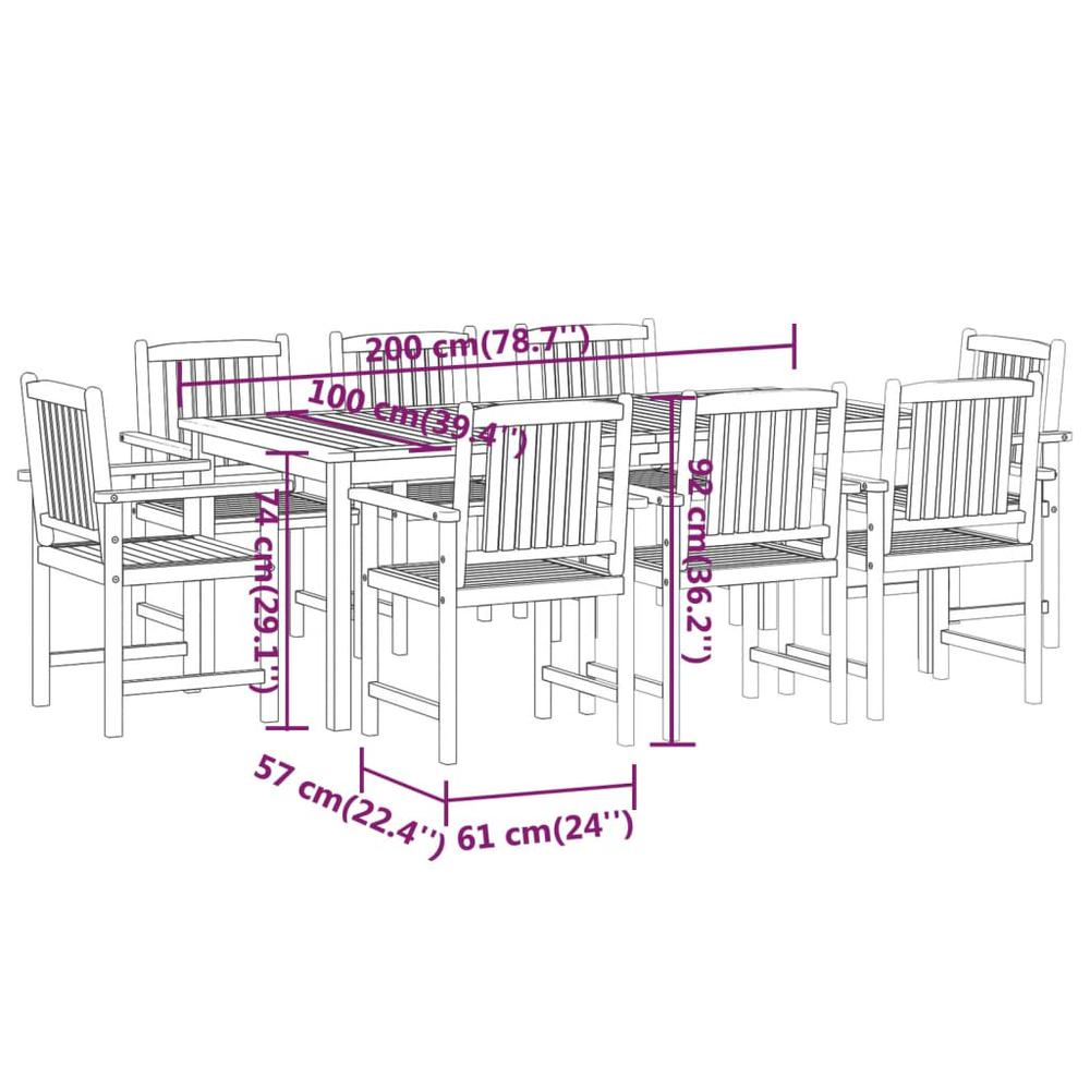 9 Piece Patio Dining Set Solid Wood Acacia. Picture 9