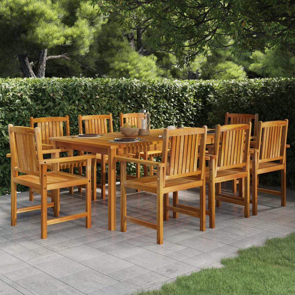9 Piece Patio Dining Set Solid Wood Acacia. Picture 10