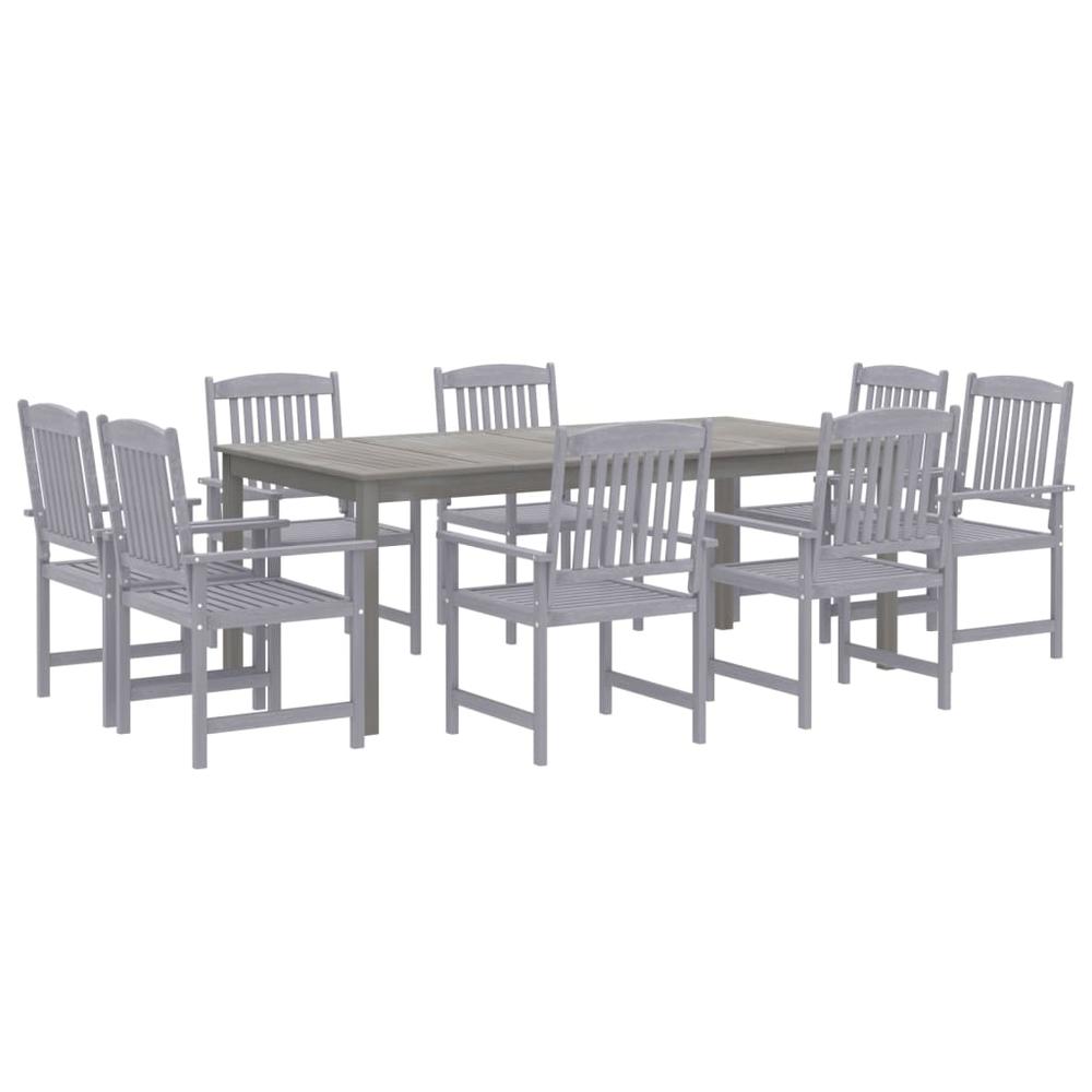 9 Piece Patio Dining Set Solid Wood Acacia Gray. Picture 2