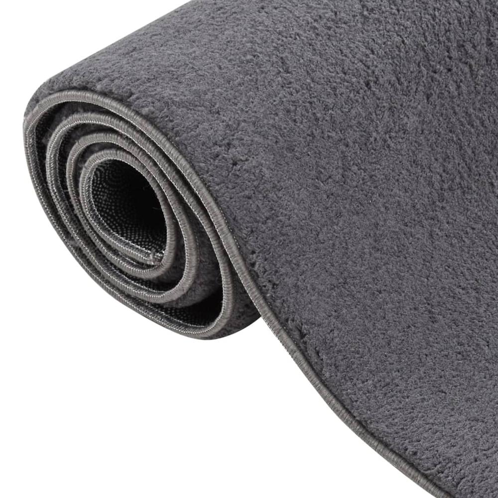 Washable Rug Fluffy Short Pile 63"x90.6" Anti Slip Anthracite. Picture 1