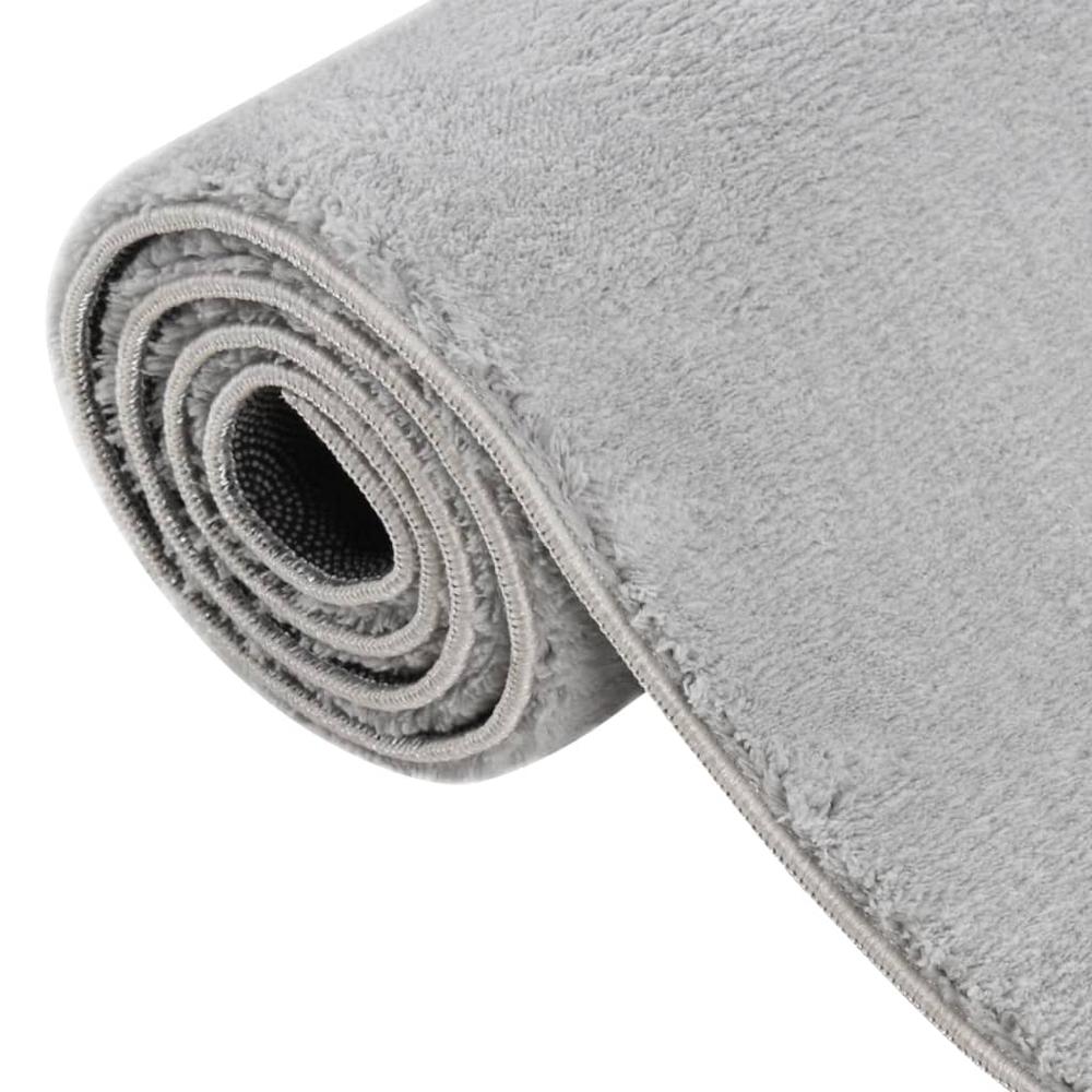 Washable Rug Soft Fluffy Short Pile 63"x90.6" Anti Slip Gray. Picture 1