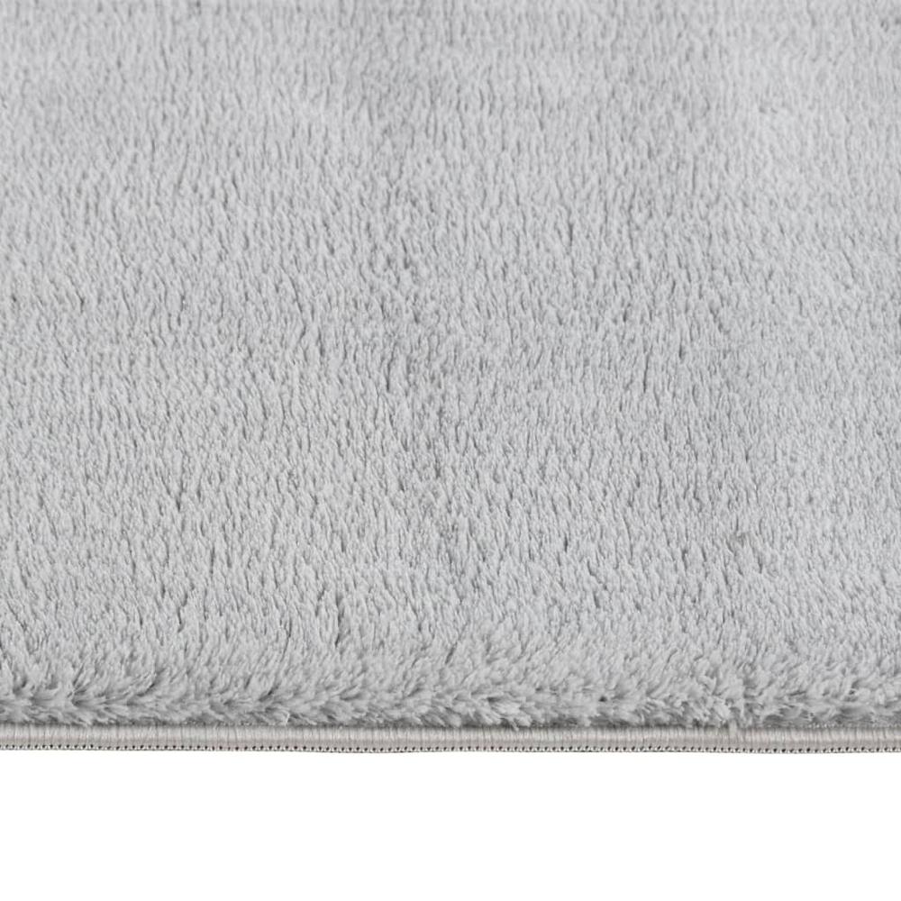 Washable Rug Soft Fluffy Short Pile 63"x90.6" Anti Slip Gray. Picture 2